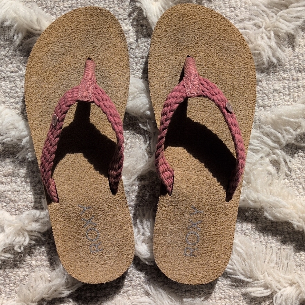 Roxy Braided Pink and Tan Sandals